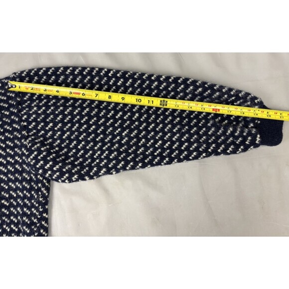 Vintage LL Bean Norwegian Birdseye Fair Isle Fisherman Wool Sweater Size L Blue - Picture 11 of 13